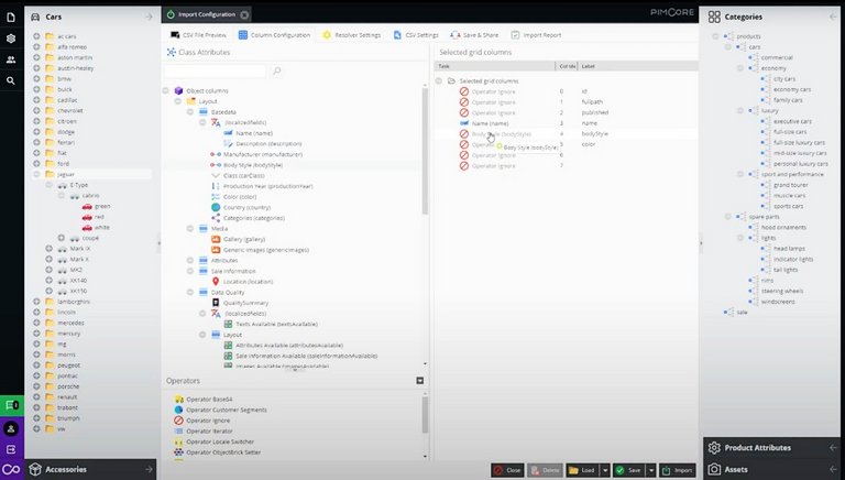 Pimcore uporabniški vmesnik