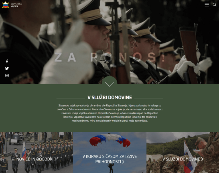 www.slovenskavojska.si Spletna stran Slovenska vojska